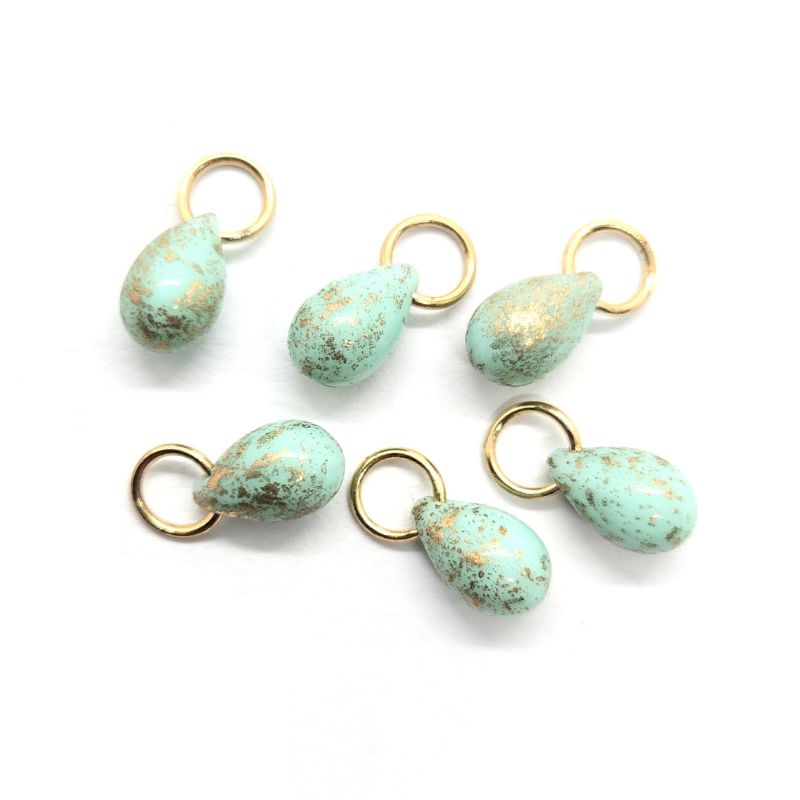 Cloud Weaver Czech Glass Teardrop Charm