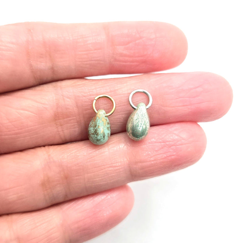 Cloud Weaver Czech Glass Teardrop Charm