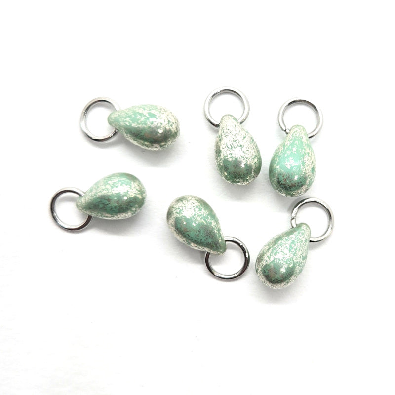 Cloud Weaver Czech Glass Teardrop Charm