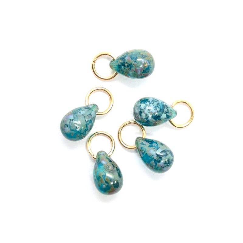 Ocean Whisperer Czech Glass Teardrop Charm