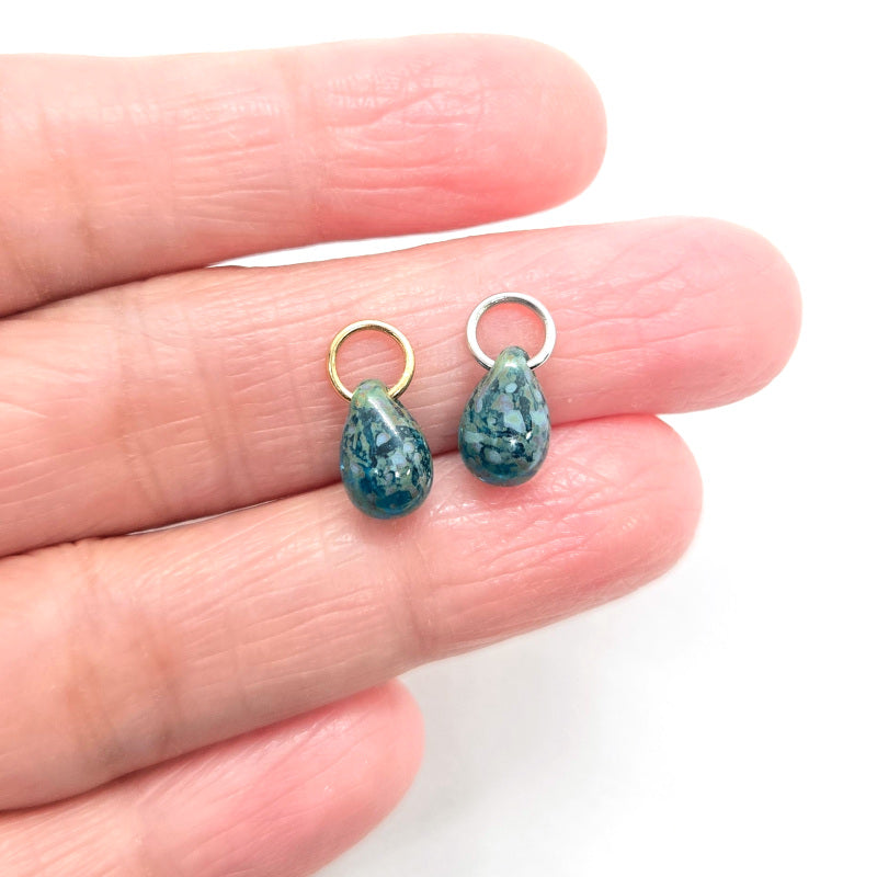 Ocean Whisperer Czech Glass Teardrop Charm