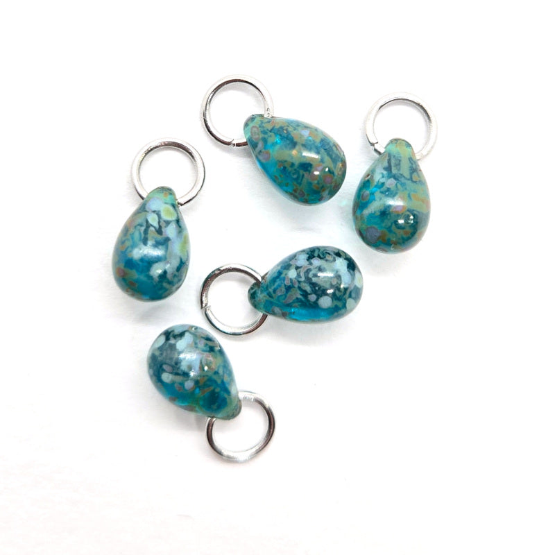 Ocean Whisperer Czech Glass Teardrop Charm