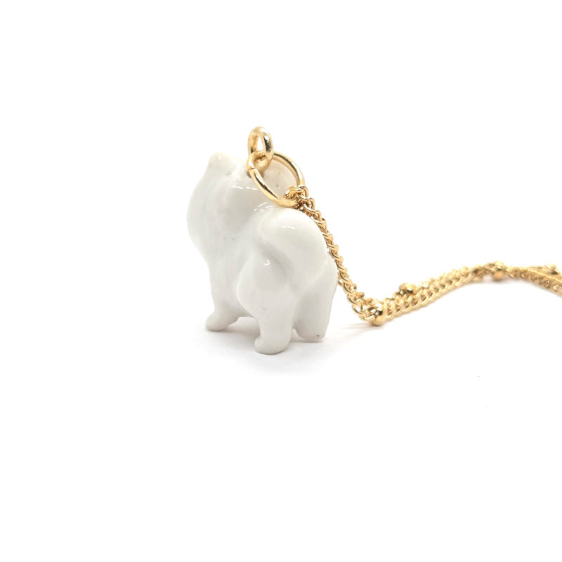 Tiny White Pomeranian Necklace