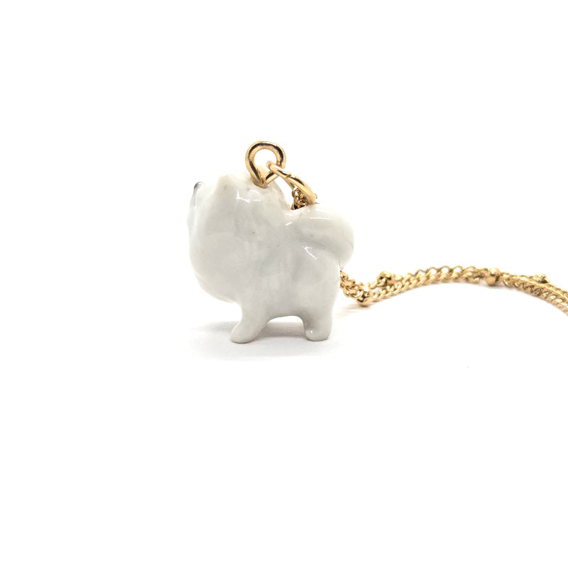 Tiny White Pomeranian Necklace