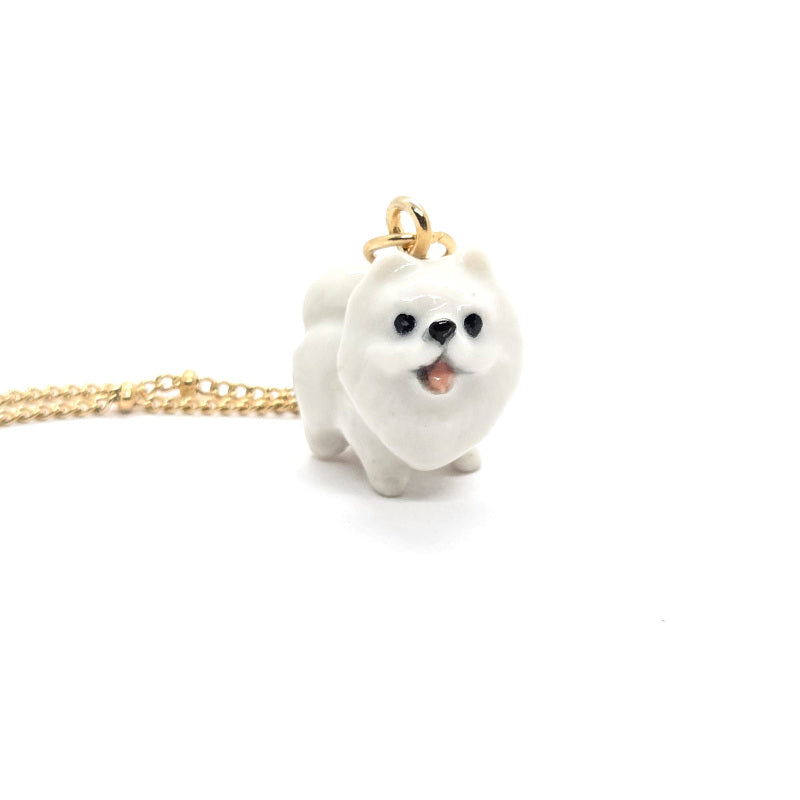 Tiny White Pomeranian Necklace