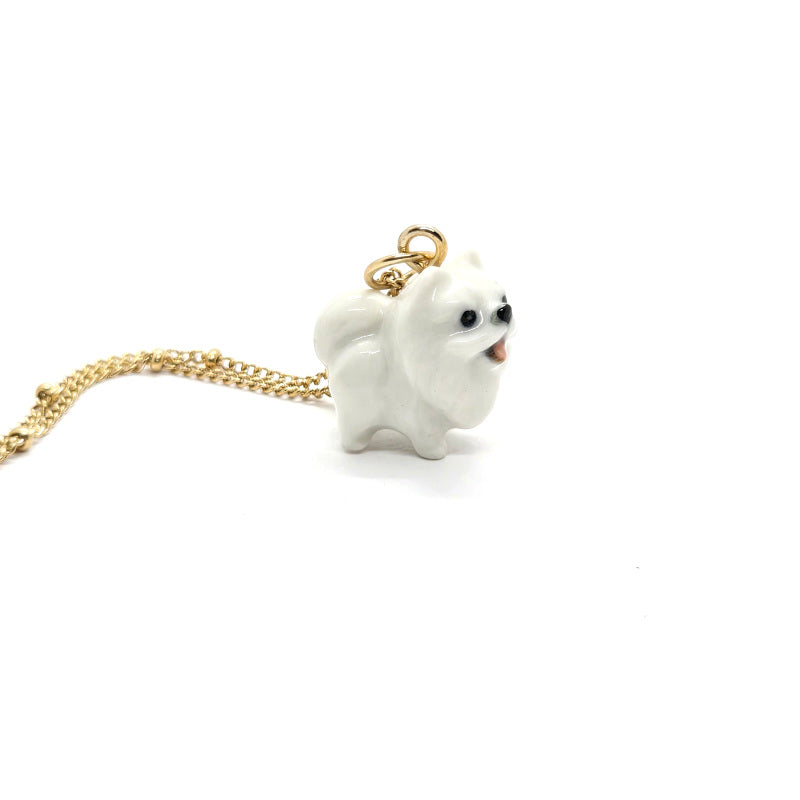 Tiny White Pomeranian Necklace
