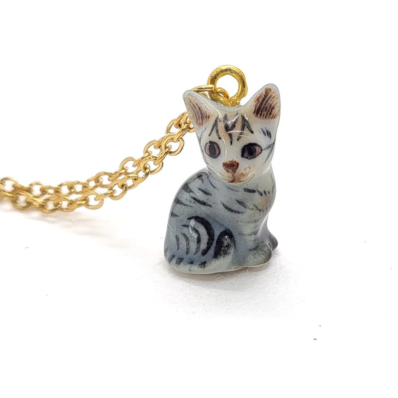 Grey Tabby Cat Necklace