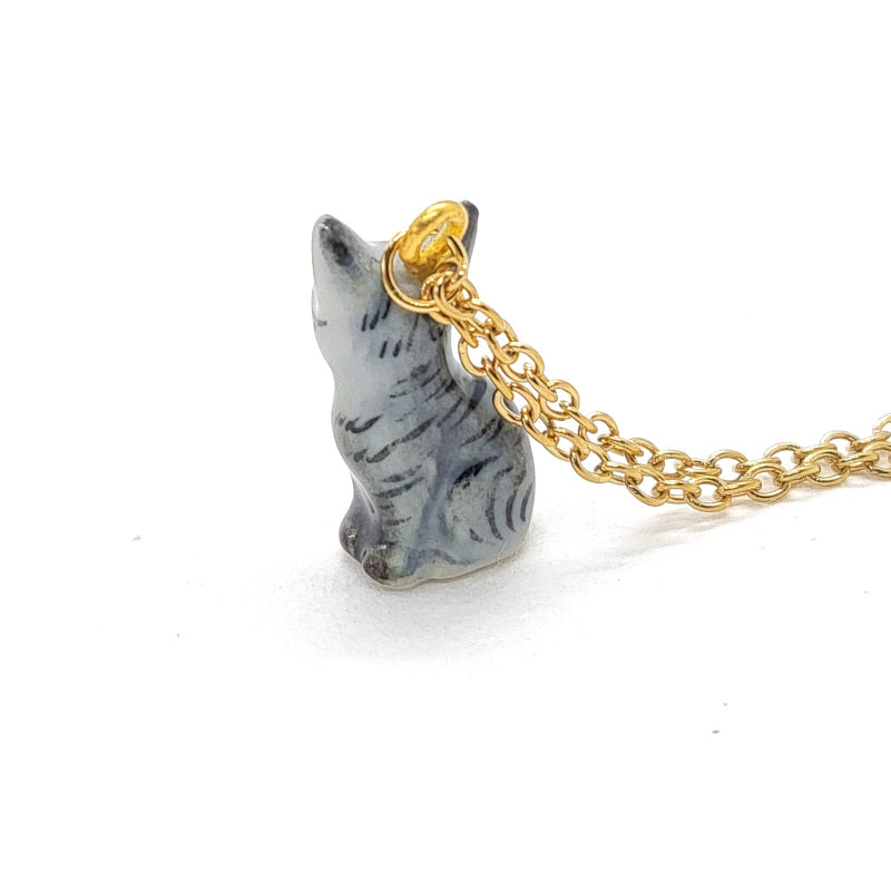 Grey Tabby Cat Necklace