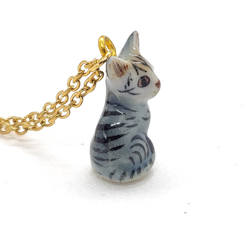 Grey Tabby Cat Necklace