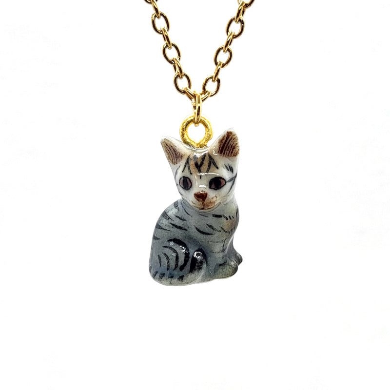 Grey Tabby Cat Necklace