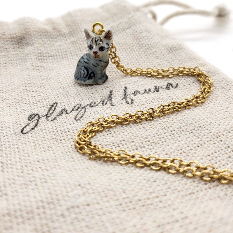 Grey Tabby Cat Necklace