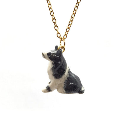 Border Collie Dog Necklace Set