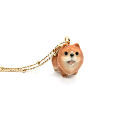 Tiny Brown Pomeranian Necklace