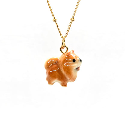 Tiny Brown Pomeranian Necklace