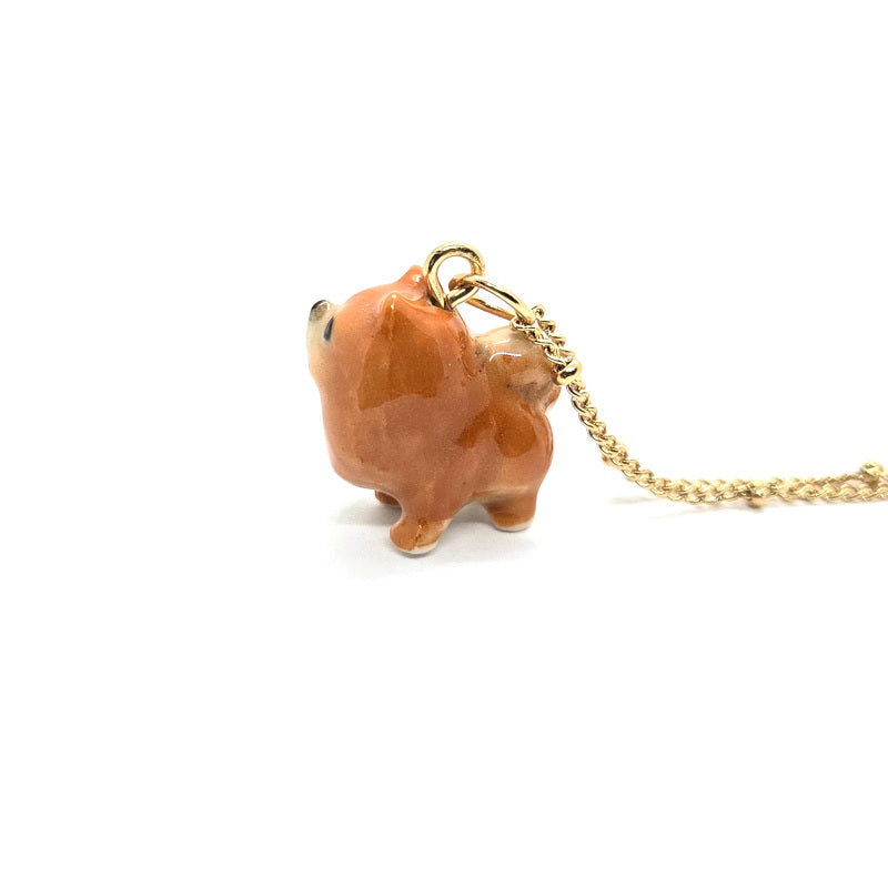 Tiny Brown Pomeranian Necklace