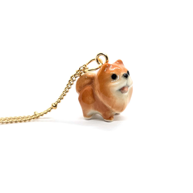 Tiny Brown Pomeranian Necklace