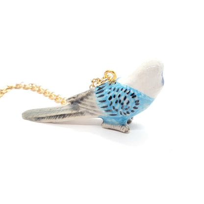 Blue and White Parakeet Budgie Necklace