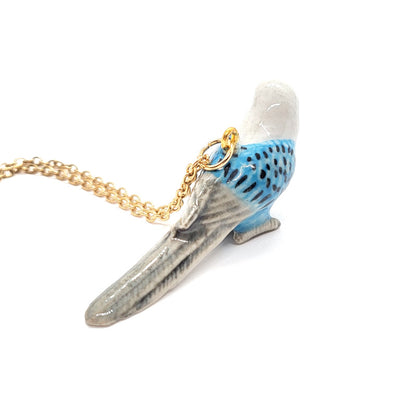 Blue and White Parakeet Budgie Necklace