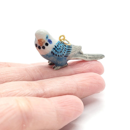 Blue and White Parakeet Budgie Necklace