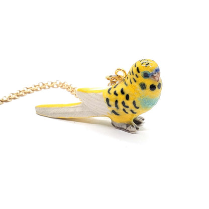 Yellow parakeet pendant side view