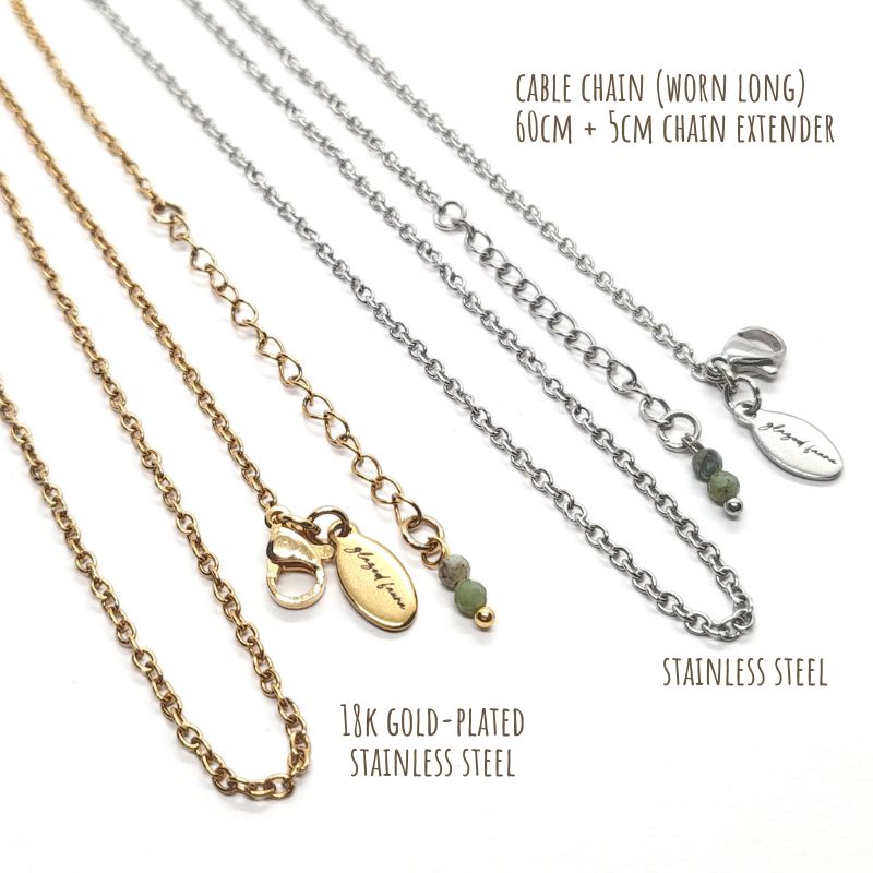 Glazed Fauna 18K gold-plated stainless-steel chain and stainless steel chain.