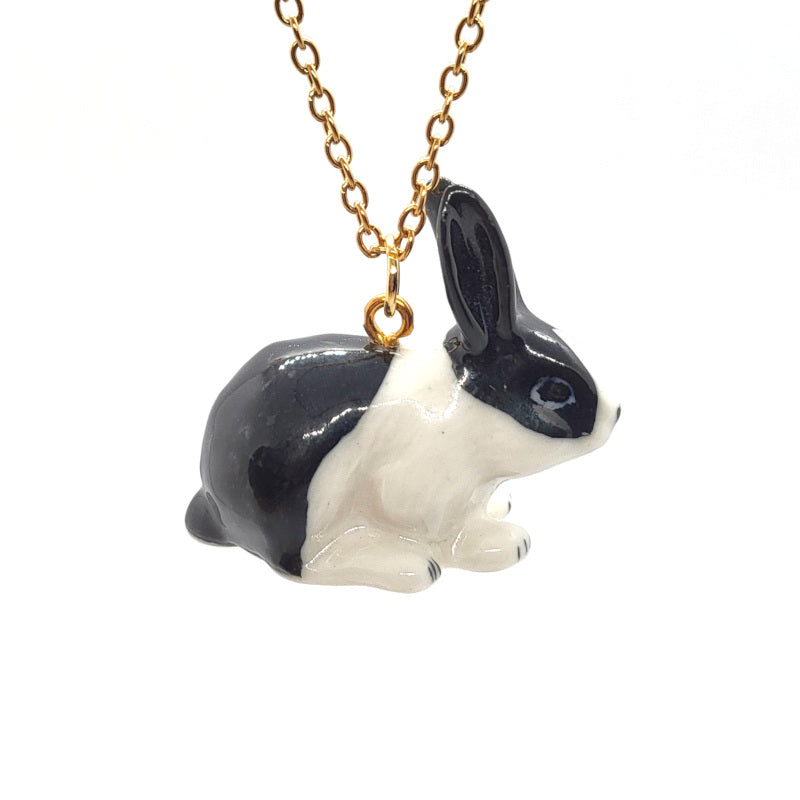 Black and White Dutch Rabbit Necklace