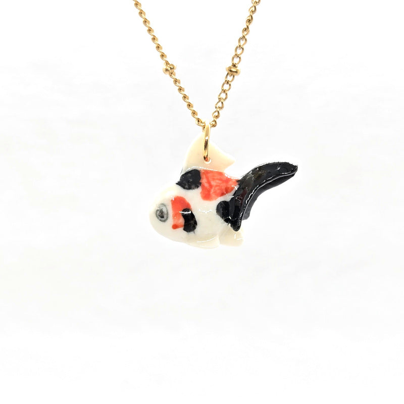 Tiny Black Tail Fin Goldfish Necklace