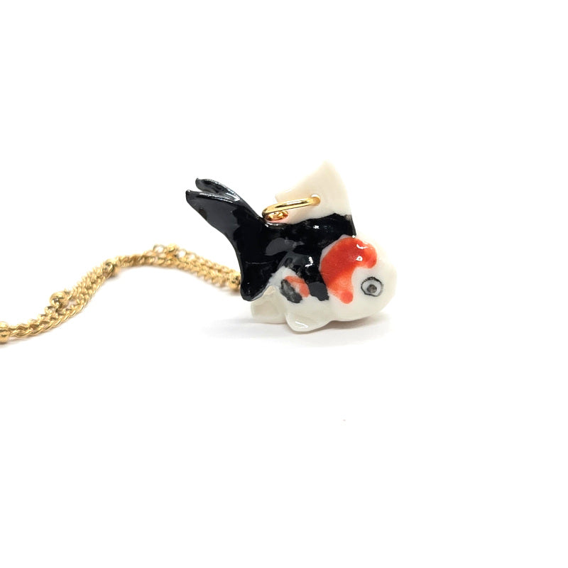 Tiny Black Tail Fin Goldfish Necklace