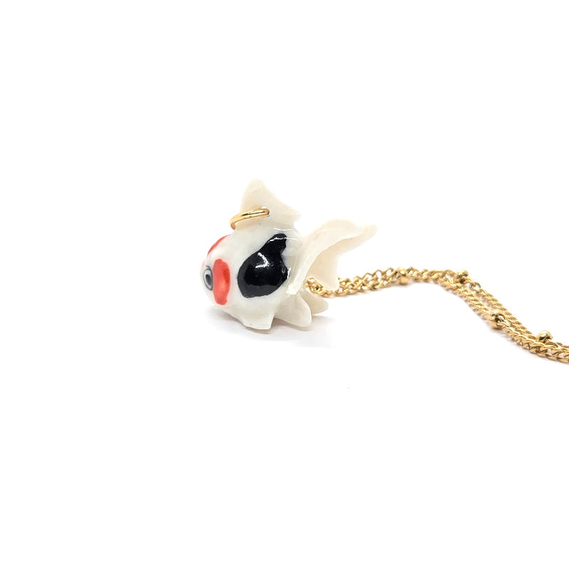 Tiny White Tail Fin Goldfish Necklace