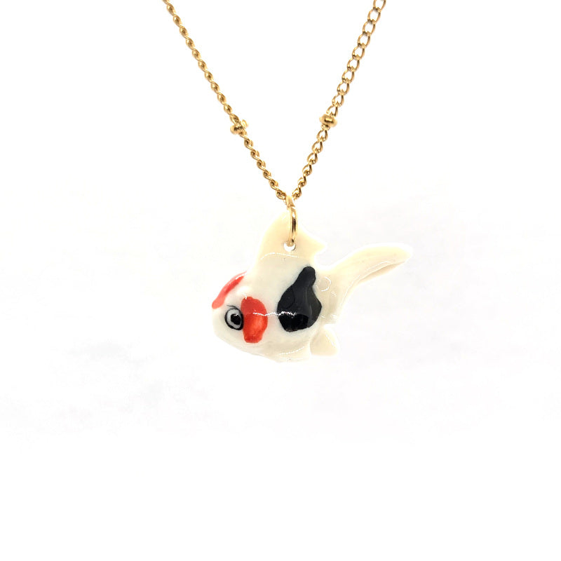 Tiny White Tail Fin Goldfish Necklace