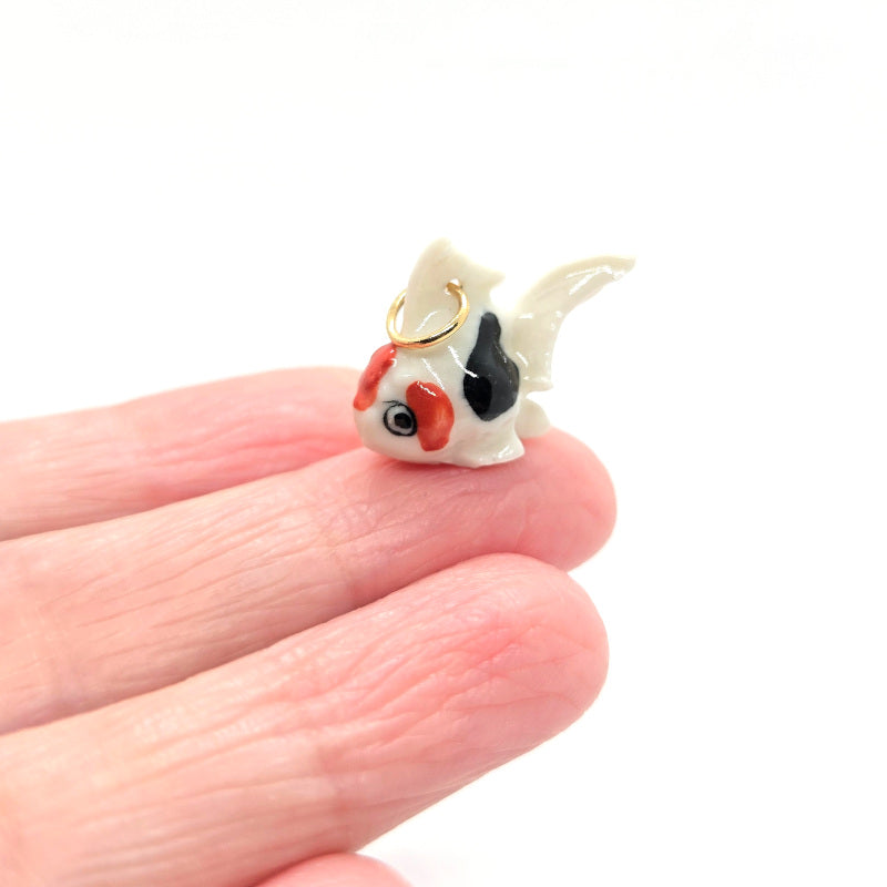 Tiny White Tail Fin Goldfish Necklace