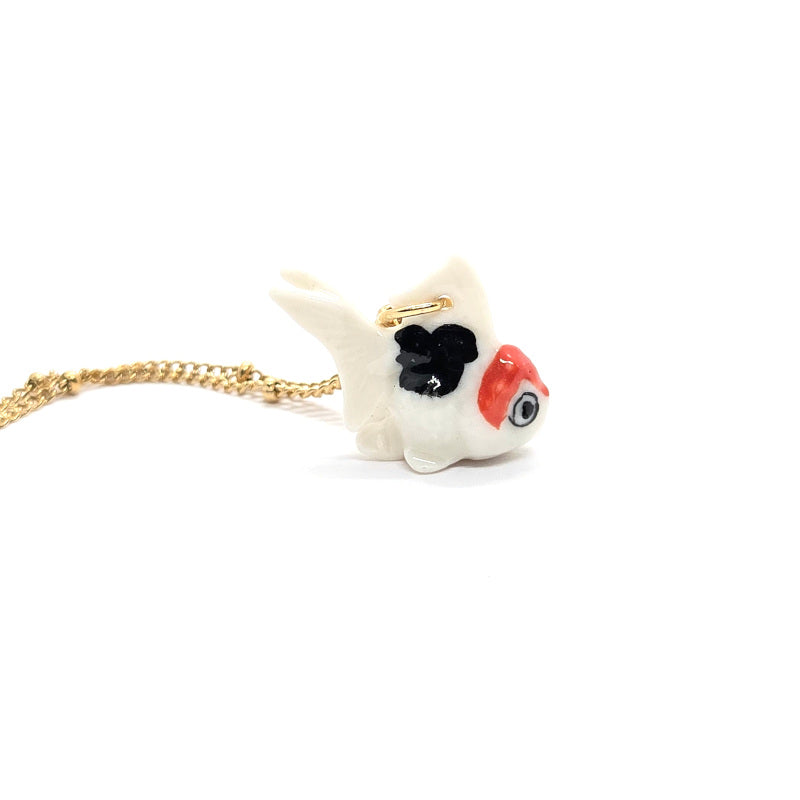 Tiny White Tail Fin Goldfish Necklace