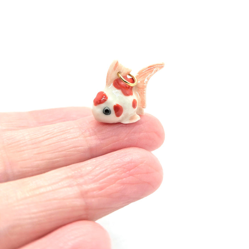 Tiny Peach Tail Fin Goldfish Necklace