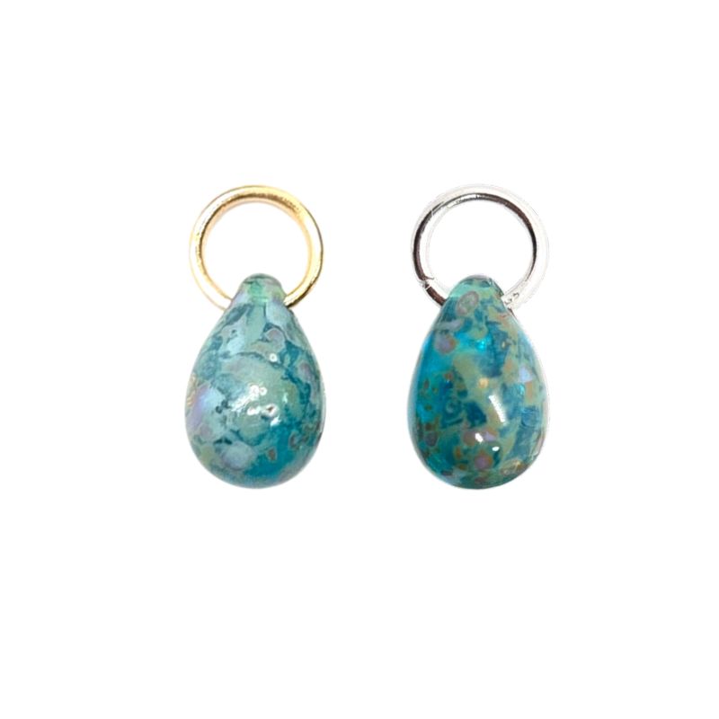 Ocean Whisperer Czech Glass Teardrop Charm