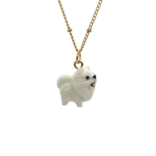 Tiny White Pomeranian Necklace