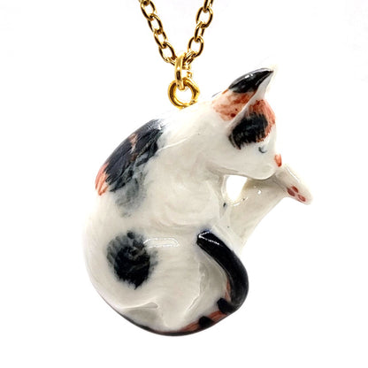 Sleeping Tabby Cat Necklace