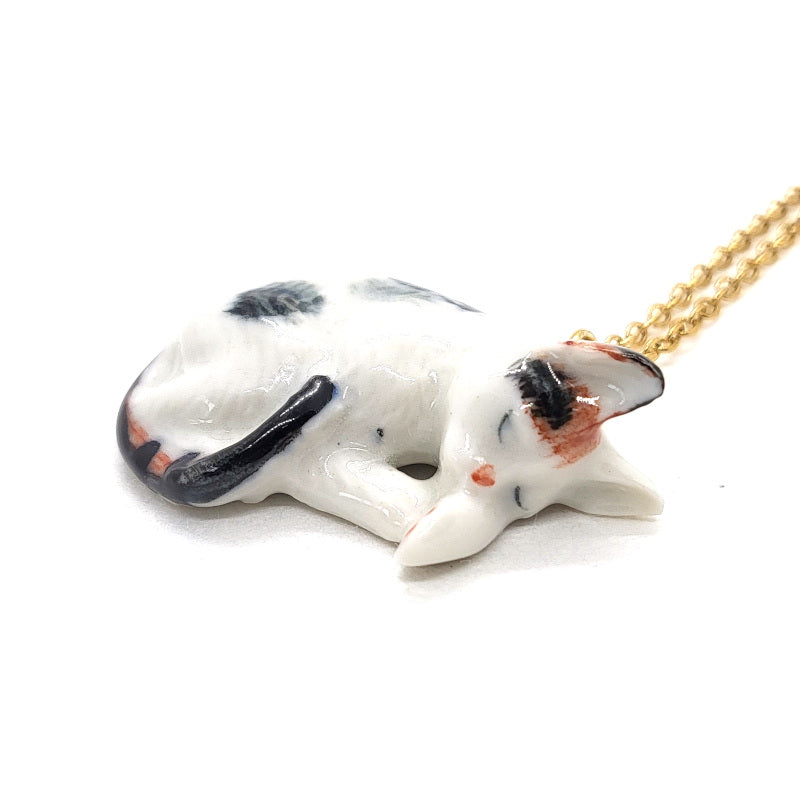 Sleeping Tabby Cat Necklace