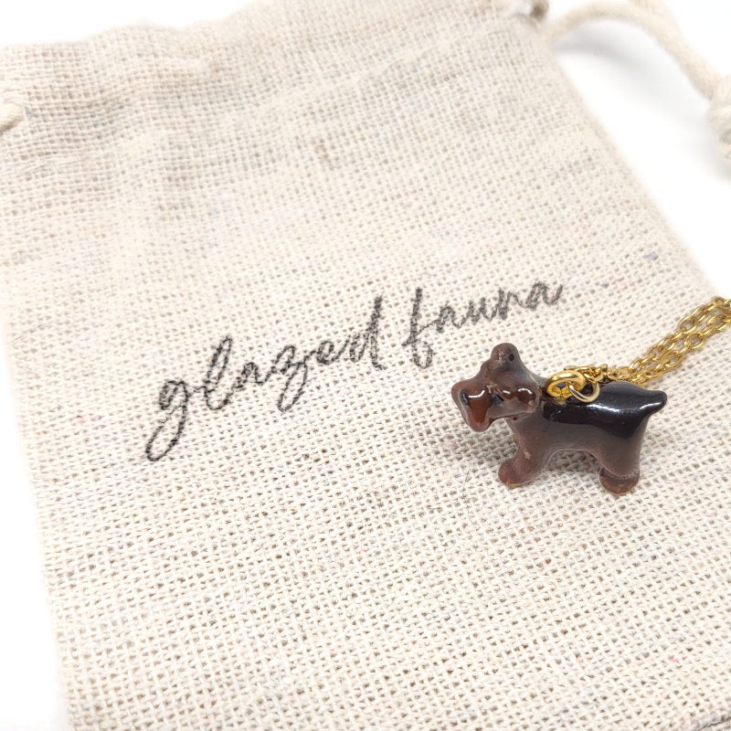 Brown Schnauzer Dog Necklace