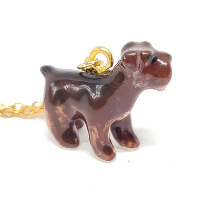 Brown Schnauzer Dog Necklace