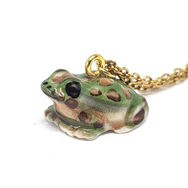 Green Spotted Frog Necklace