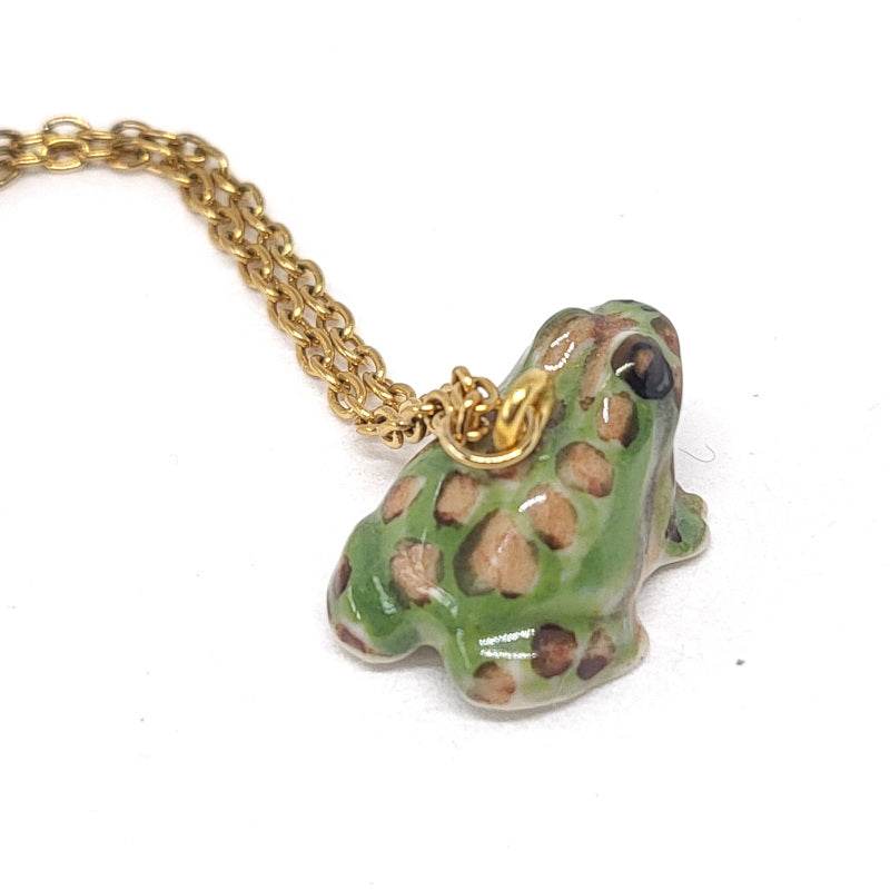 Green Spotted Frog Necklace