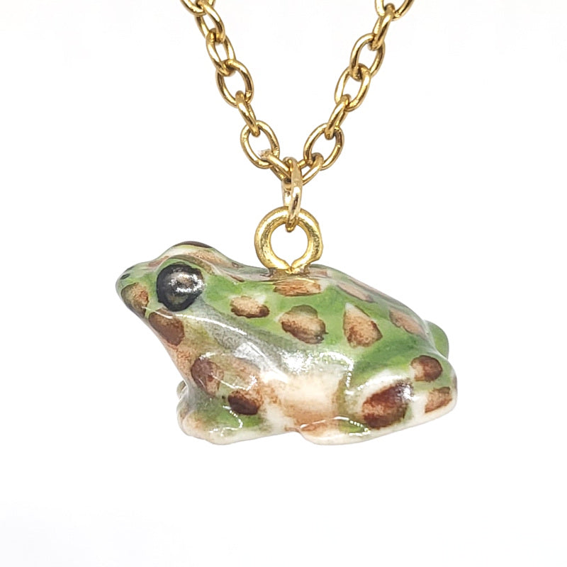 Green Spotted Frog Necklace