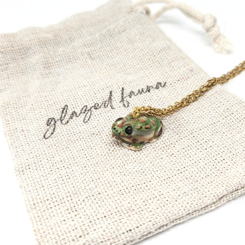 Green Spotted Frog Necklace