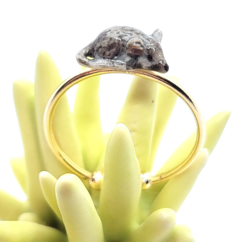 Tiny Grey Mouse Ring