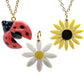 Springtime Set: Ladybug, Daisy Flower and Sunflower Necklace Set